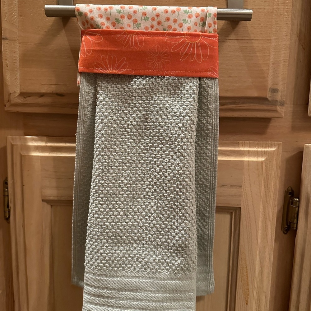 Floral Orange and Green Kitchen Towel Set